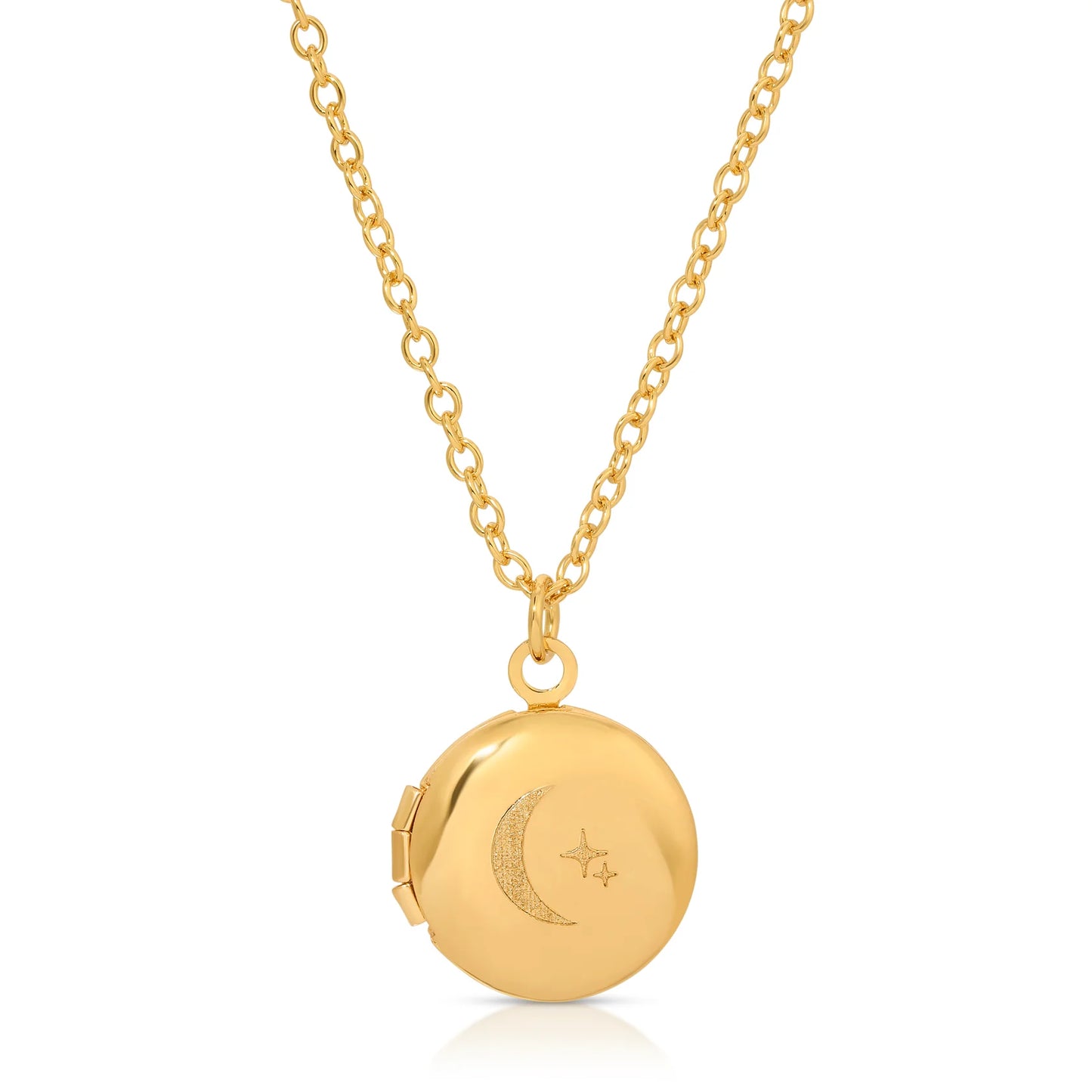 Mini Engraved Locket - Star + Moon