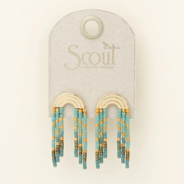 Chromacolor Miyuki Rainbow Fringe Earrings - Turquoise/Mint/Gold