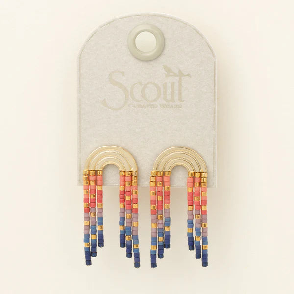 Chromacolor Miyuki Rainbow Fringe Earrings - Multi/Gold