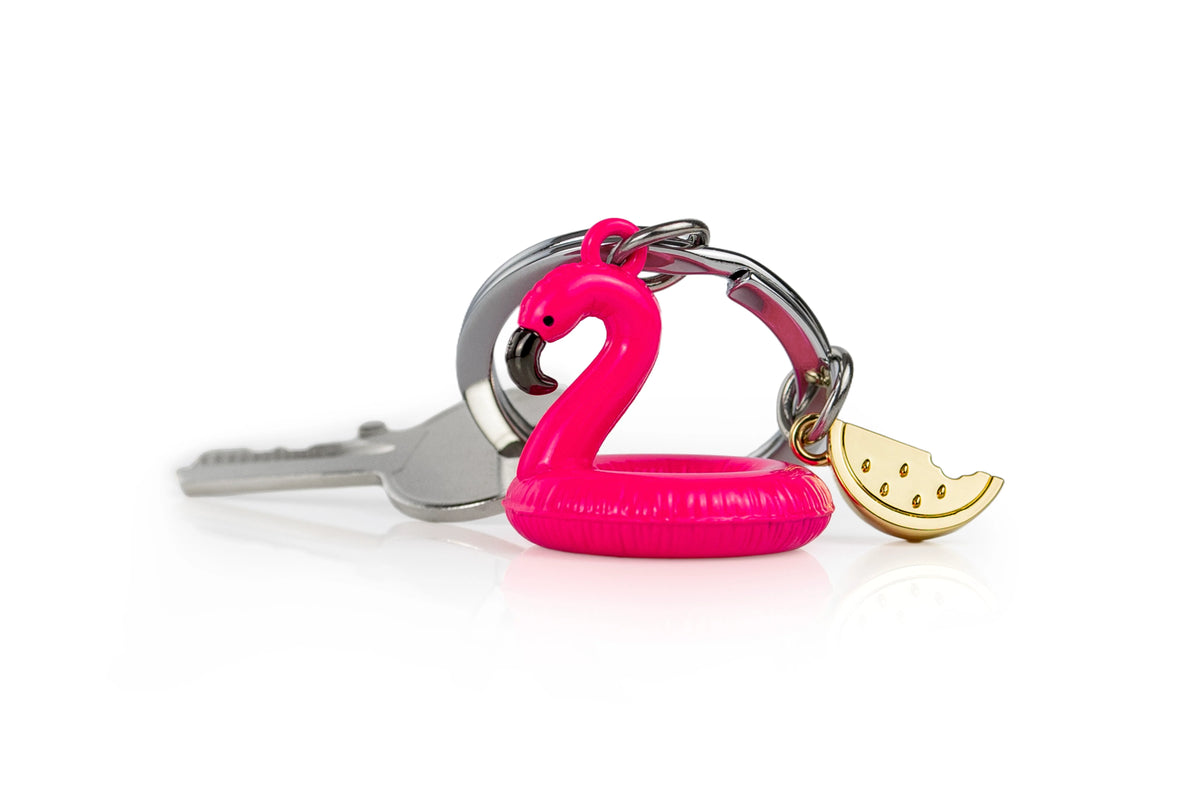 Pink Flamingo Pool Floaty Keychain