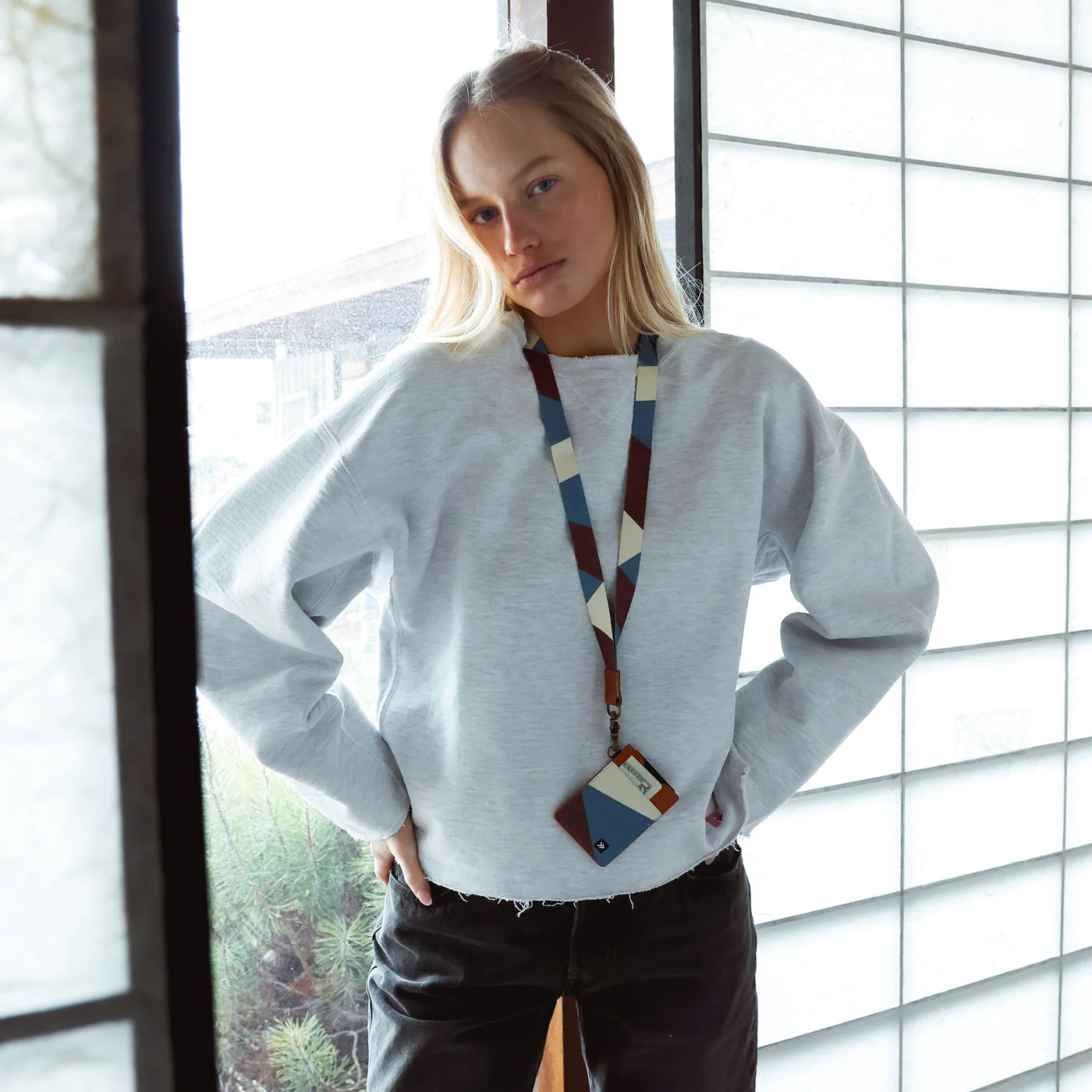 Fine Line Blue Neck Lanyard