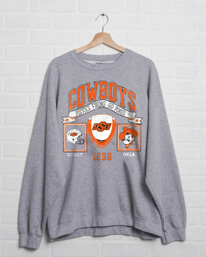 OSU Cowboys Prep Patch Grey Thrifted Sweatshirt