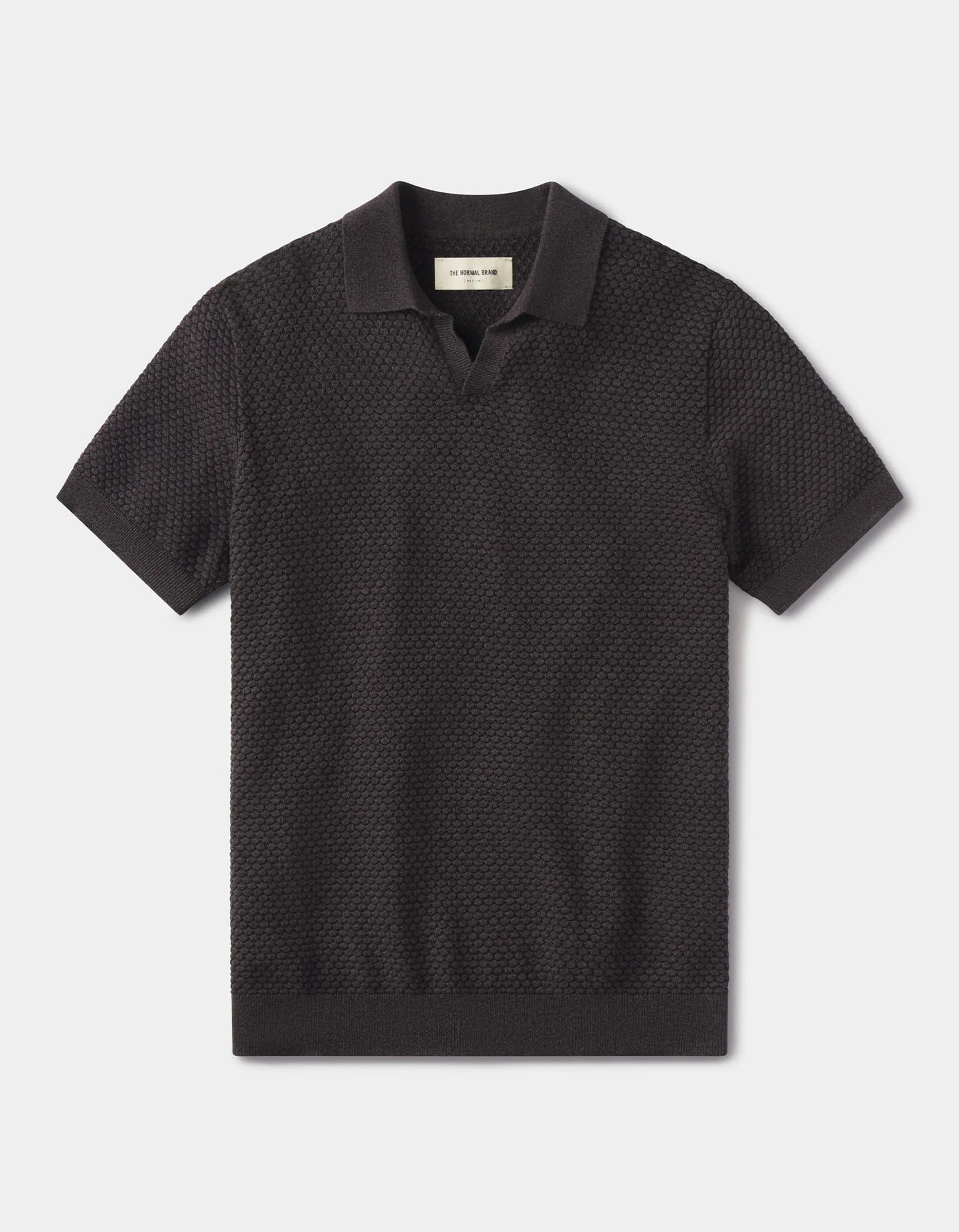 Robles Knit Jacquard Polo - Charcoal