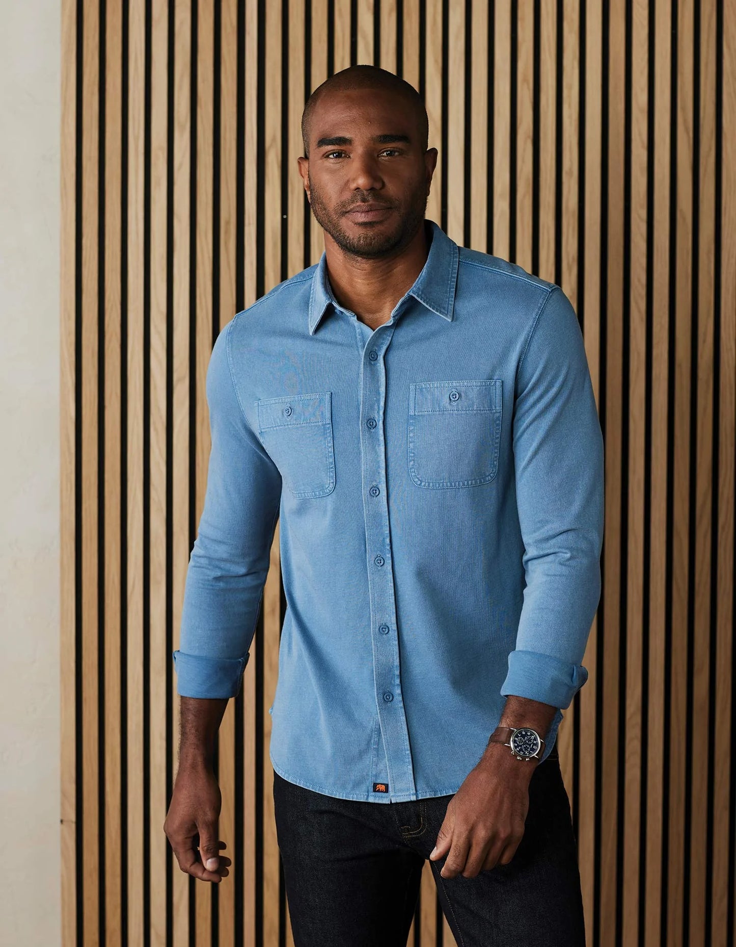 Lennox Jersey Button Up - Slate Blue