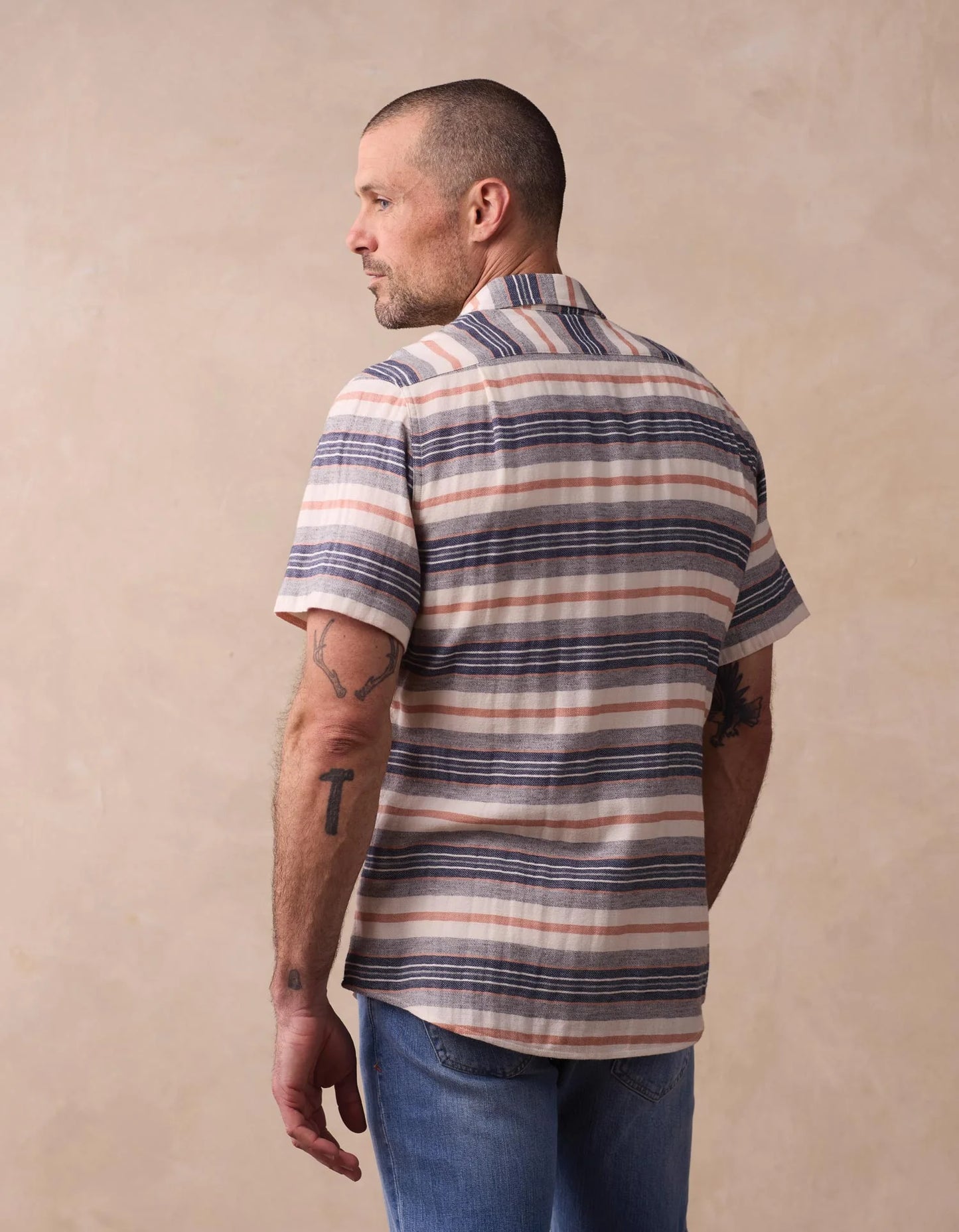 Freshwater Button Up Shirt - Adobe Rose Stripe