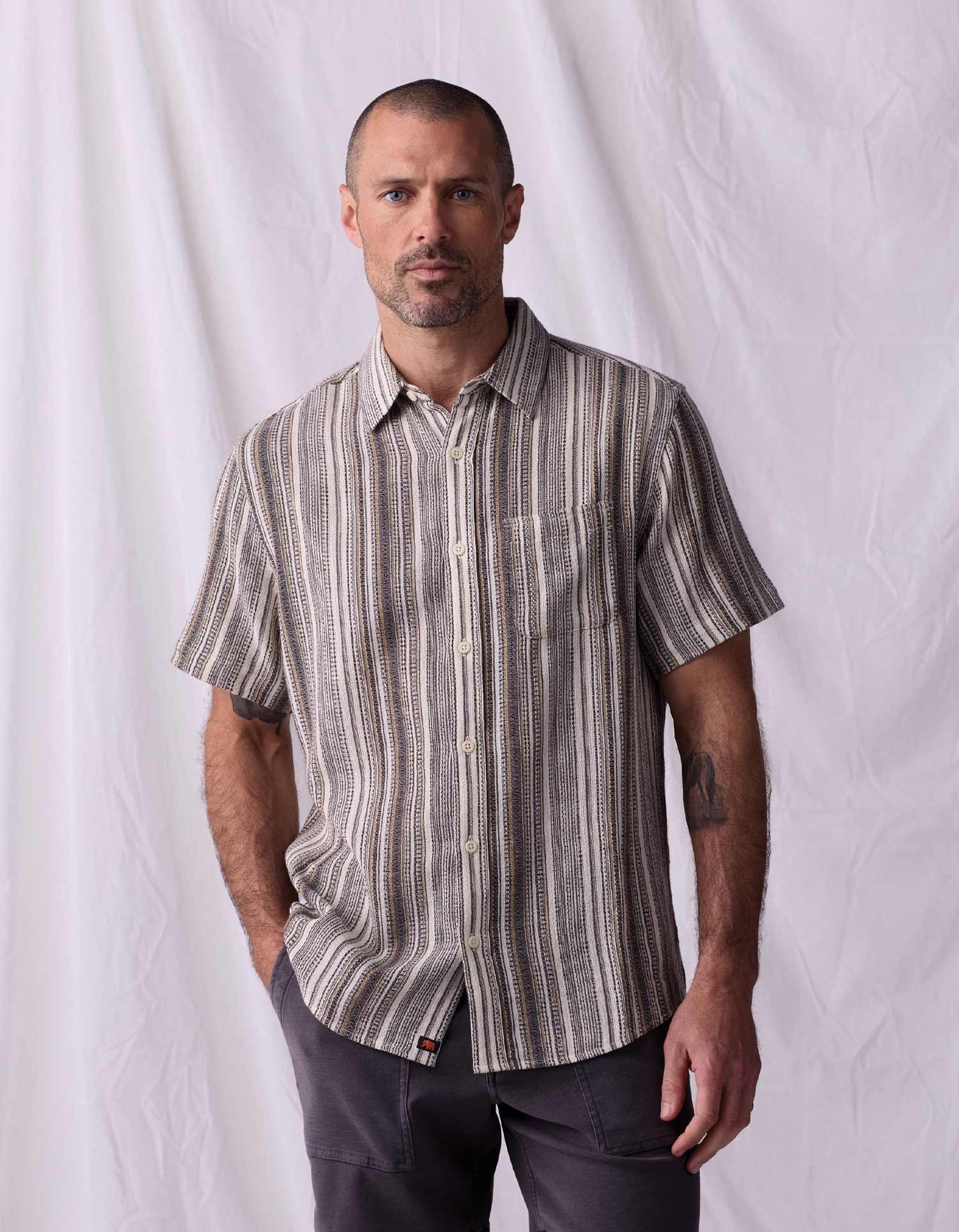 Freshwater Button Up Shirt - Sandy Shore Stripe