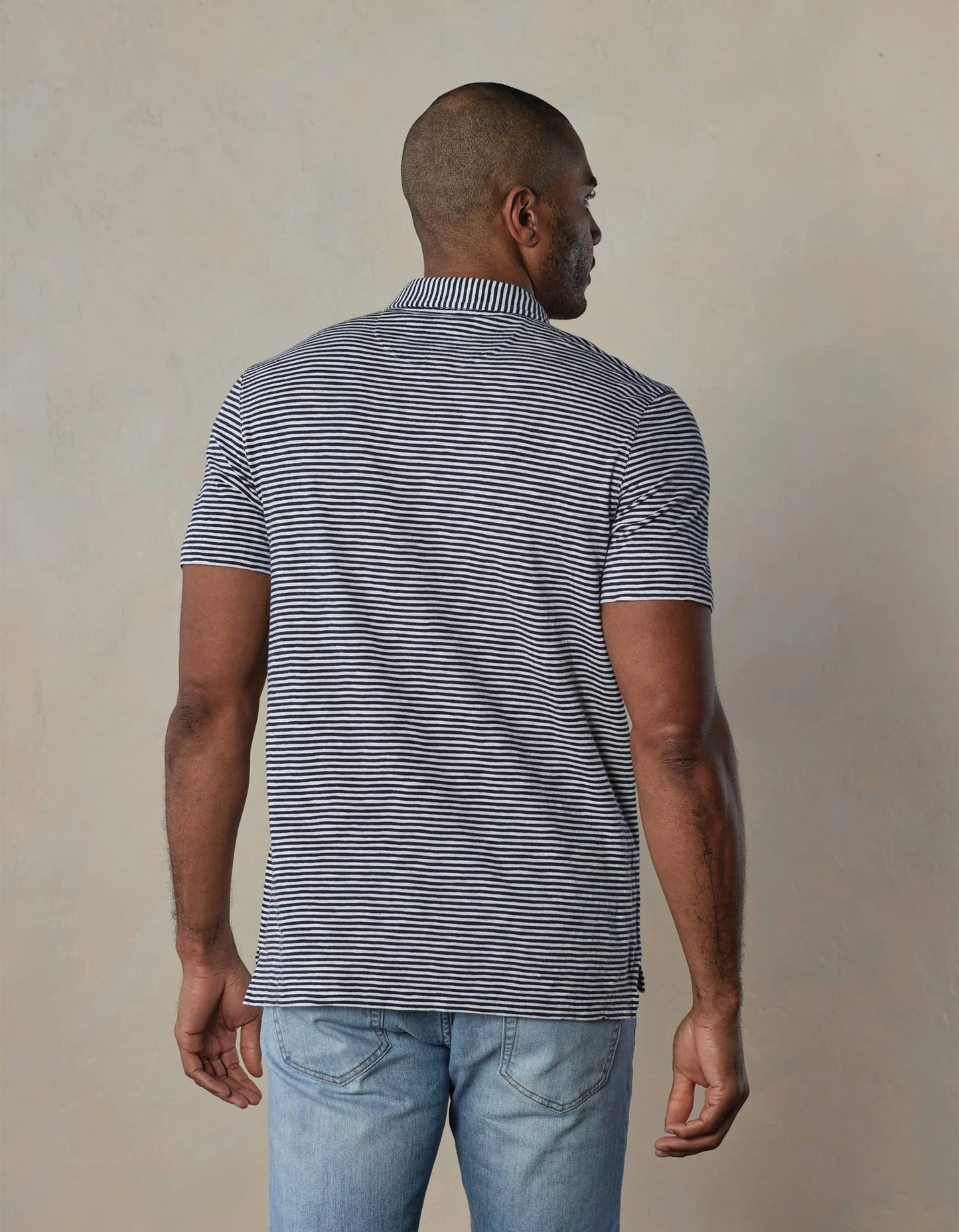 Vintage Slub Pocket Polo - Navy Stripe