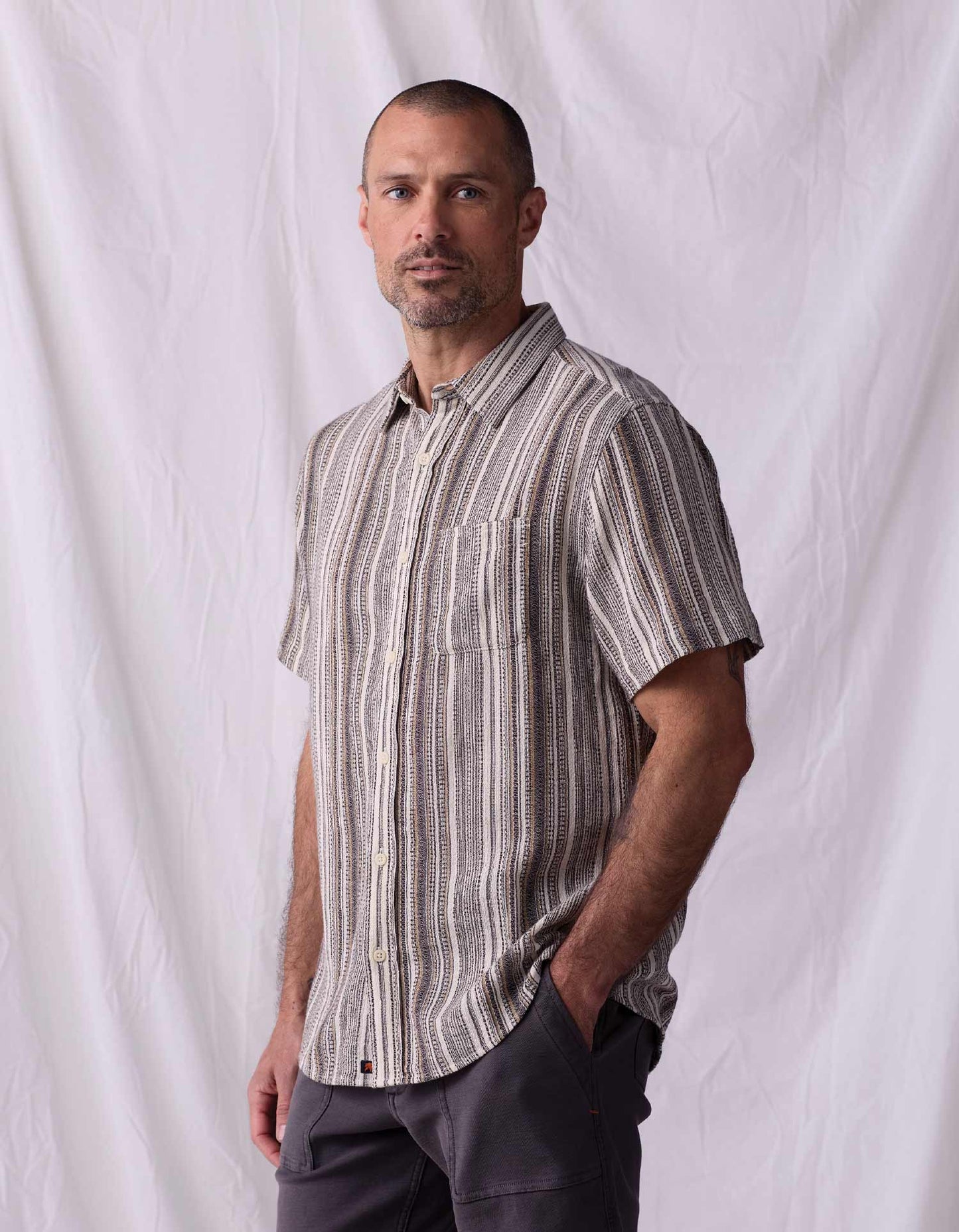 Freshwater Button Up Shirt - Sandy Shore Stripe