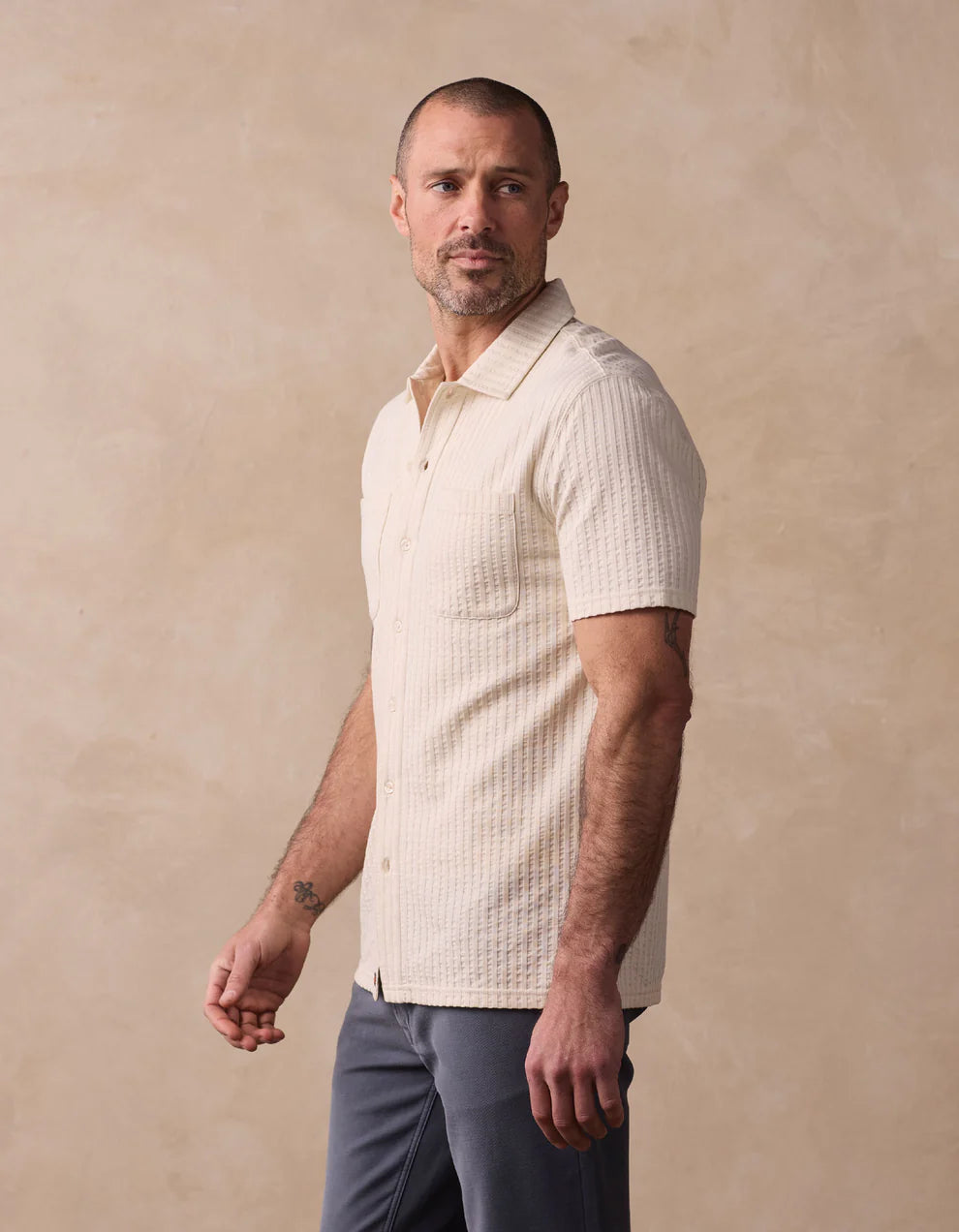 Knit Getaway Button Up - Stone