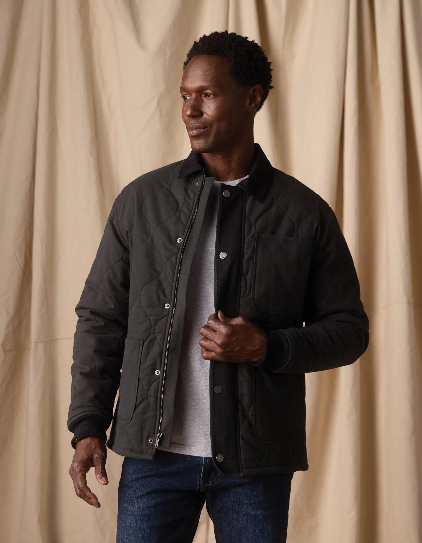 James Canvas Quilted Lodge Jacket - Phantom Black