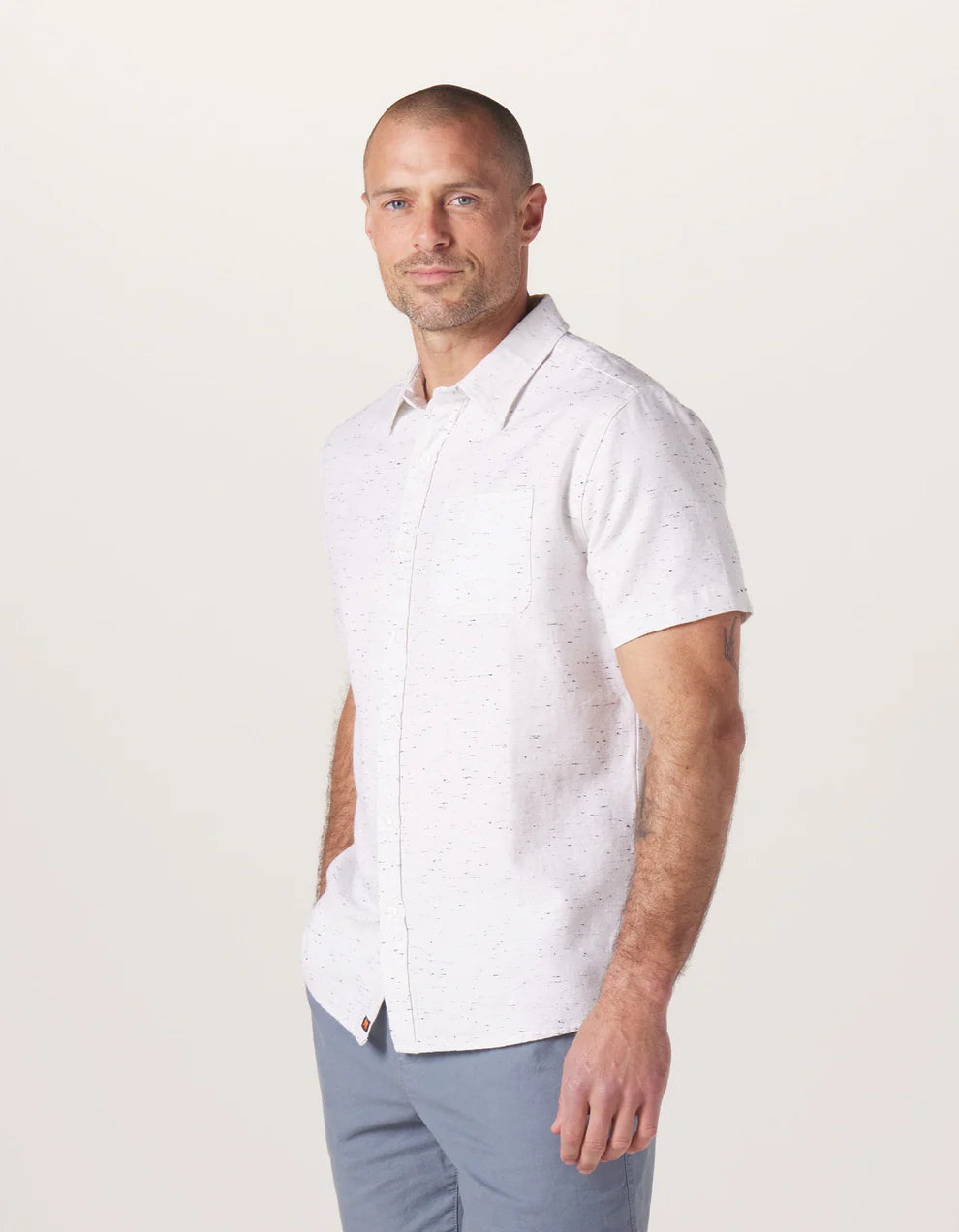 Freshwater Button Up Shirt - White Nep