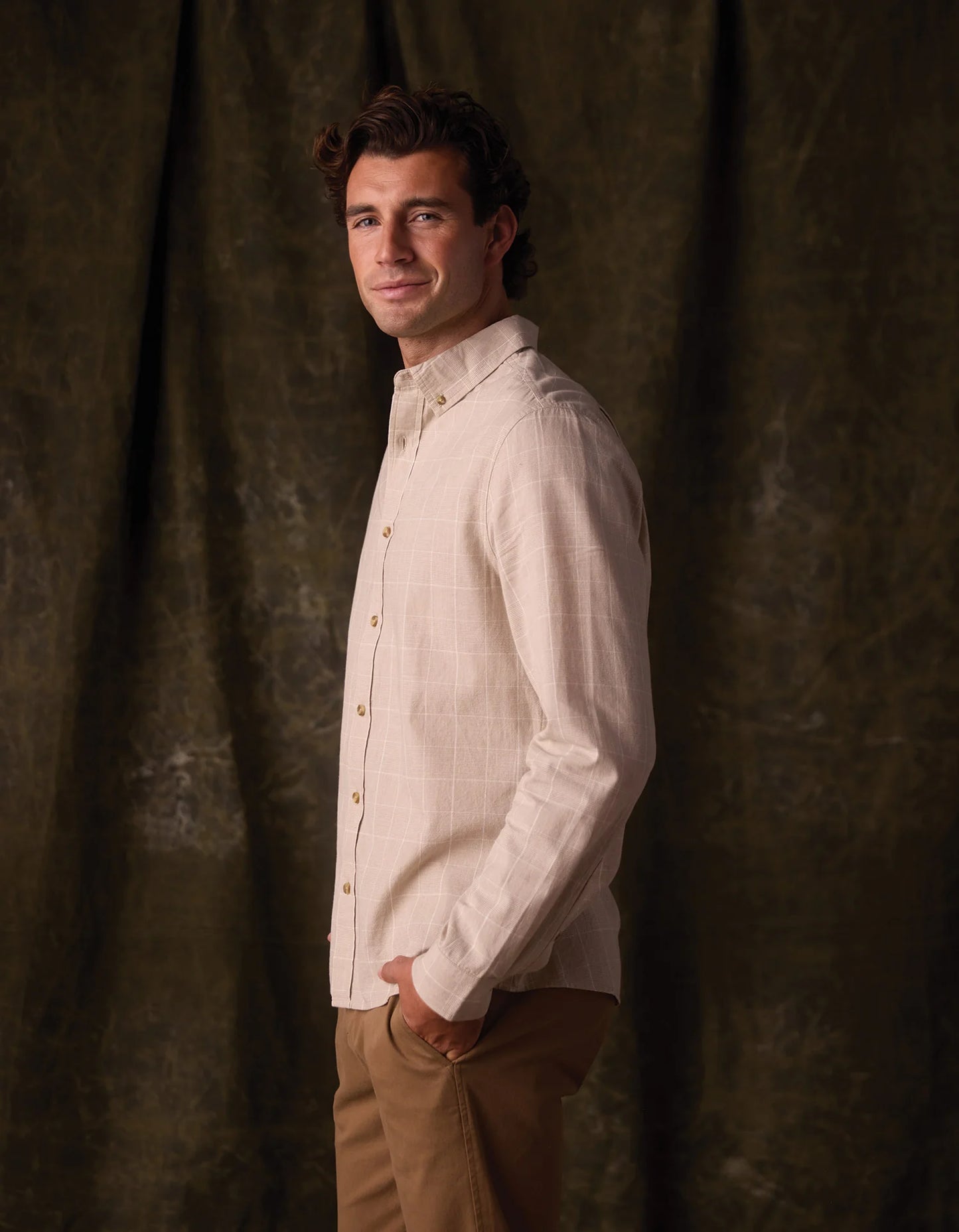 Nikko Classic Button Up - Tan Plaid