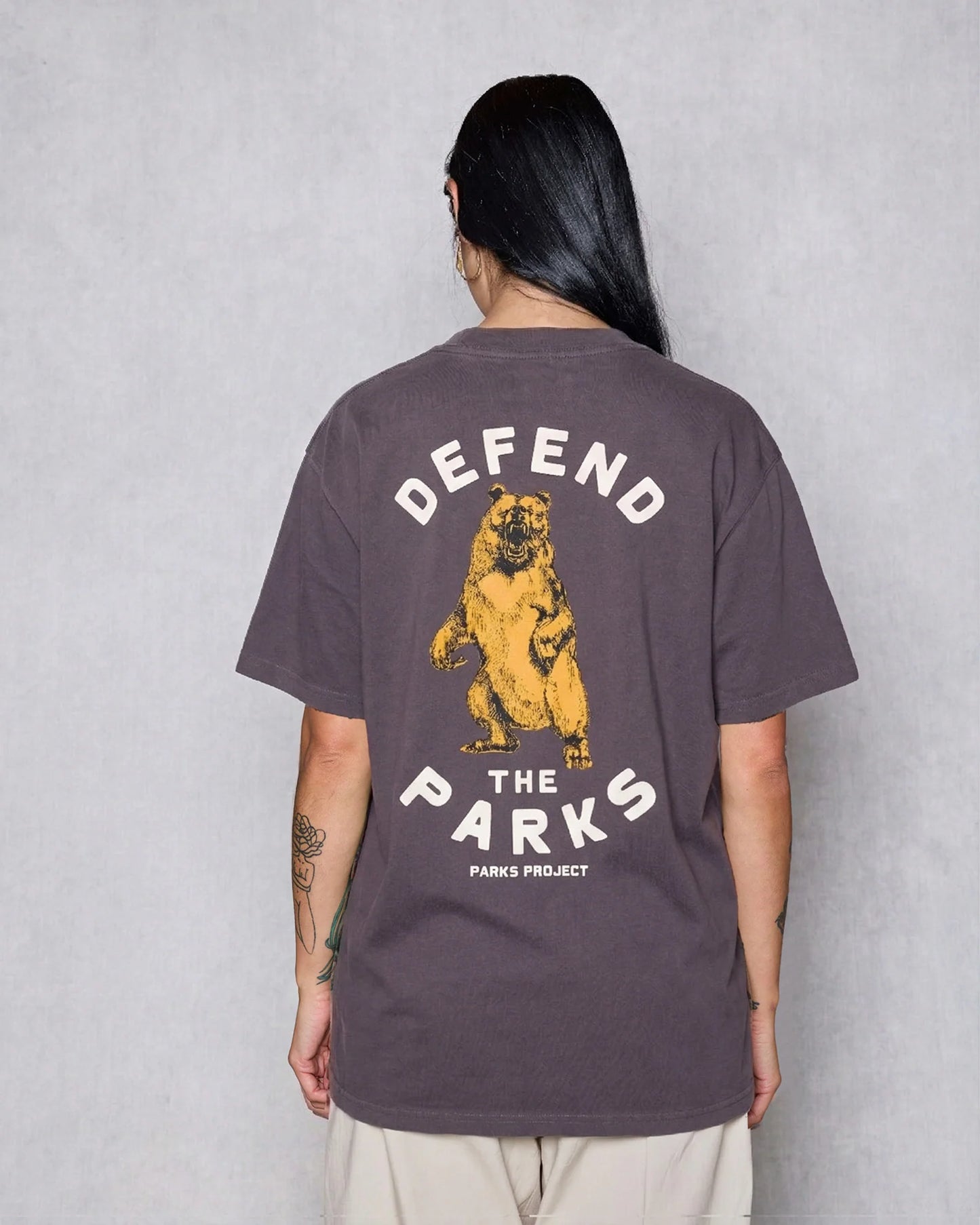 Defend the Parks Bear Pocket Tee - Graphite