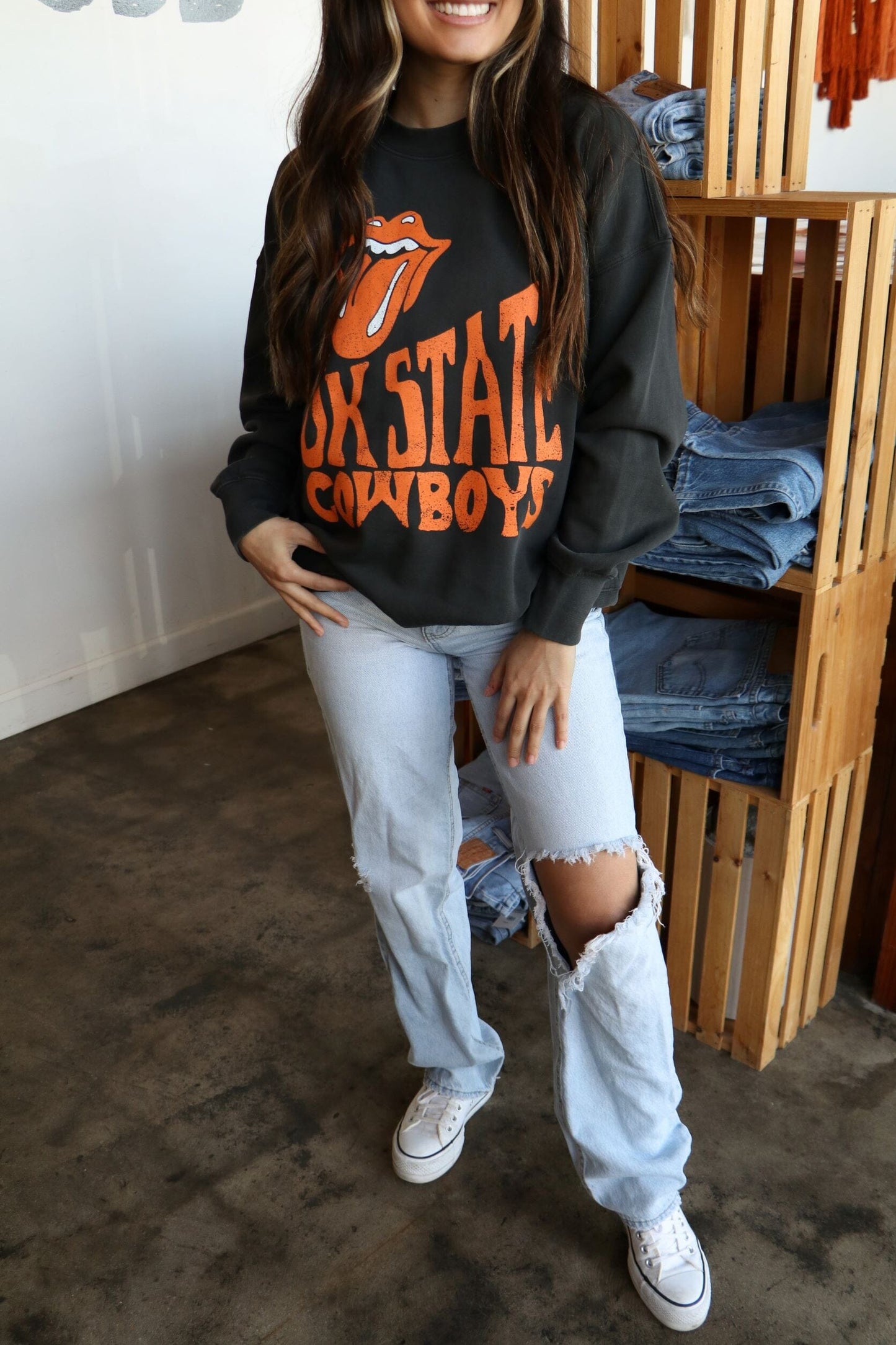 Rolling Stones OSU Dazed Black Oversized Crew Sweatshirt