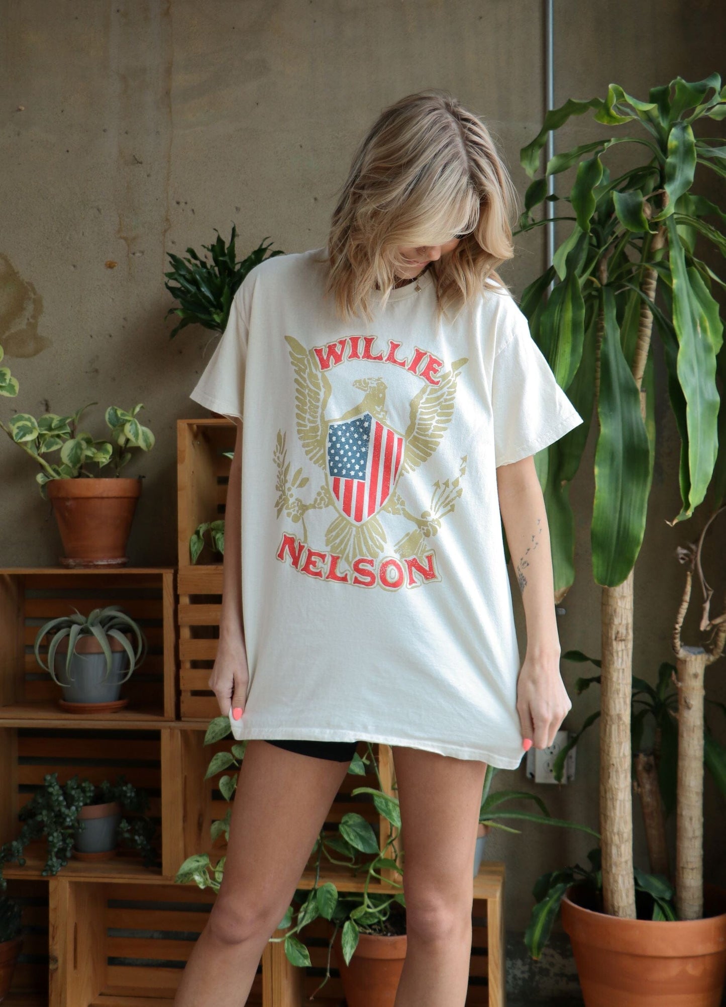 Willie Nelson Eagle Shield Thrifted Tee