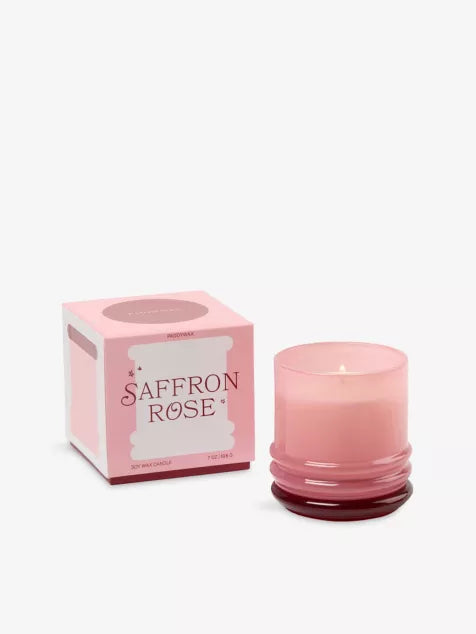 7oz Stacked Glass Candle - Saffron Rose