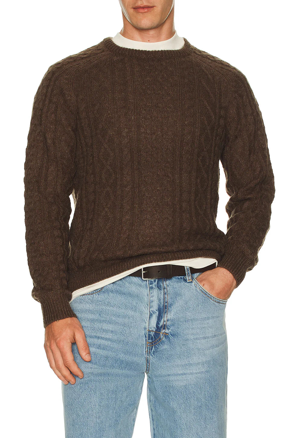 Mohair Fishermans Knit Sweater - Chocolate