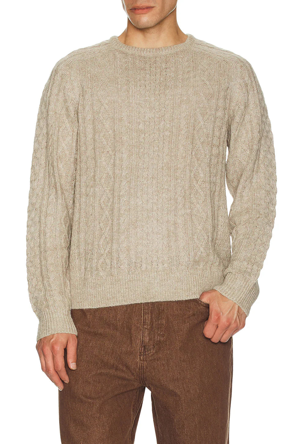 Mohair Fishermans Knit Sweater - Oatmeal