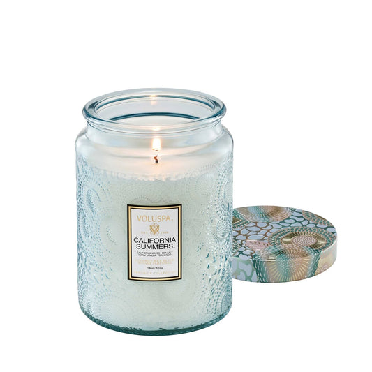 Large Embossed Glass Candle - California Summers
