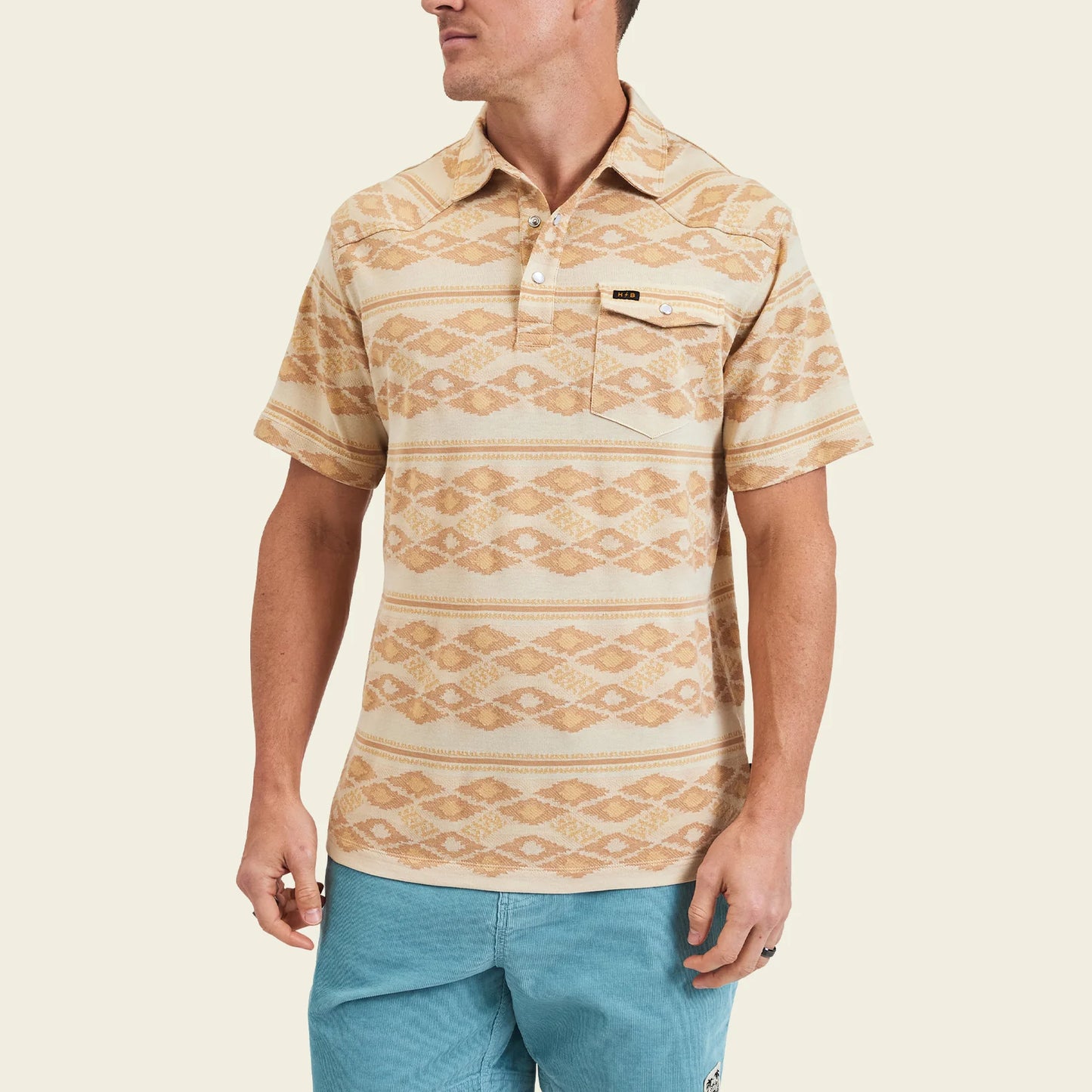 Ranchero Jacquard Polo: Taki Jacquard - Brown Rice