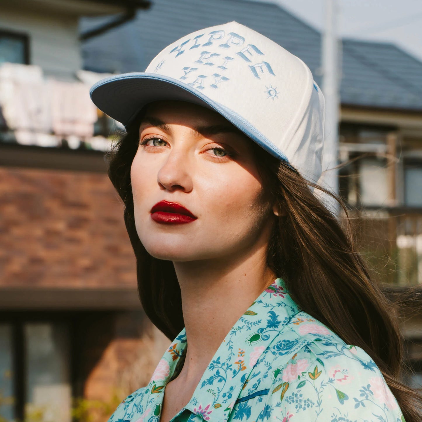 Yippee Ki Yay Hat - Cream/ Lt Blue