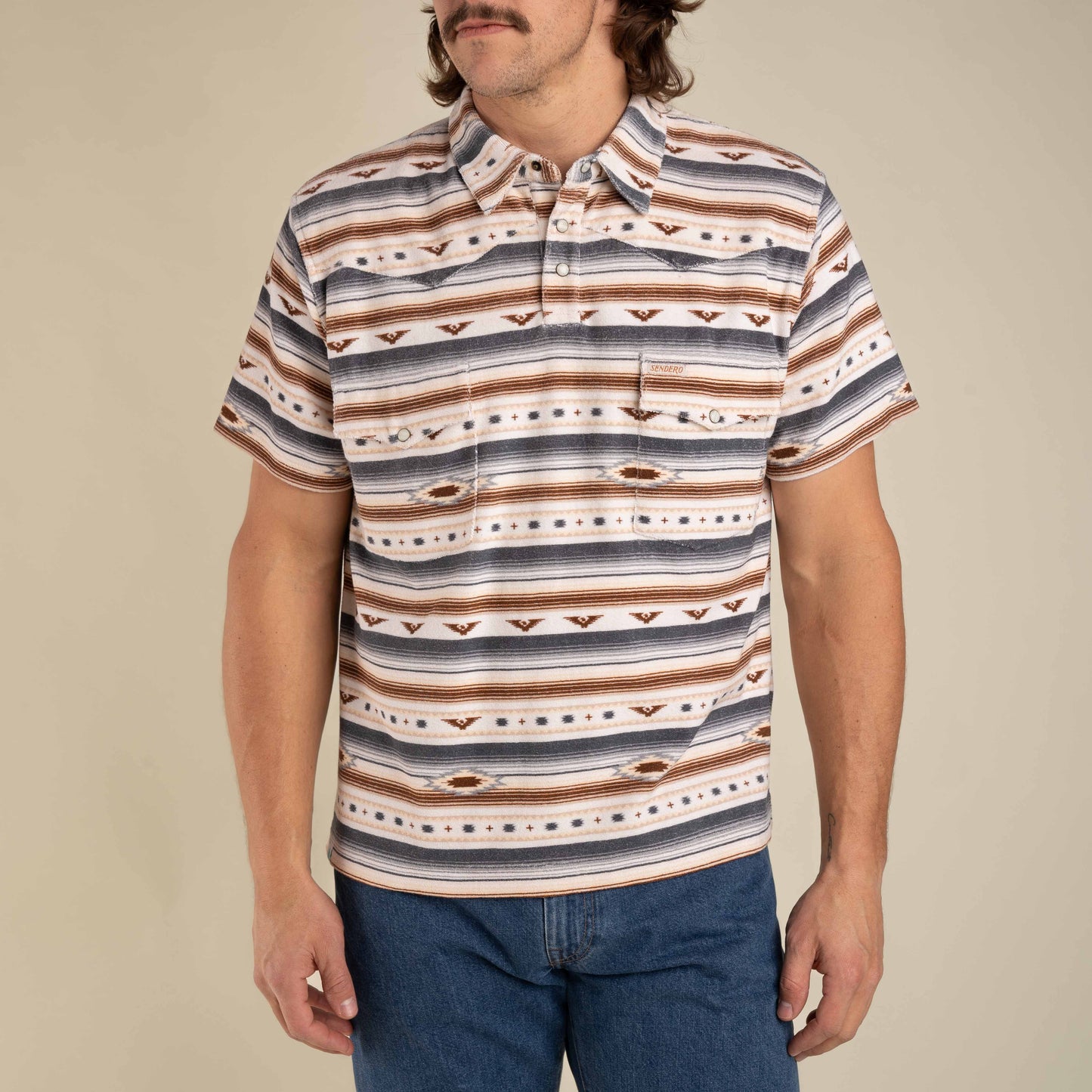 Cantina Men's Polo - Grey/Tan