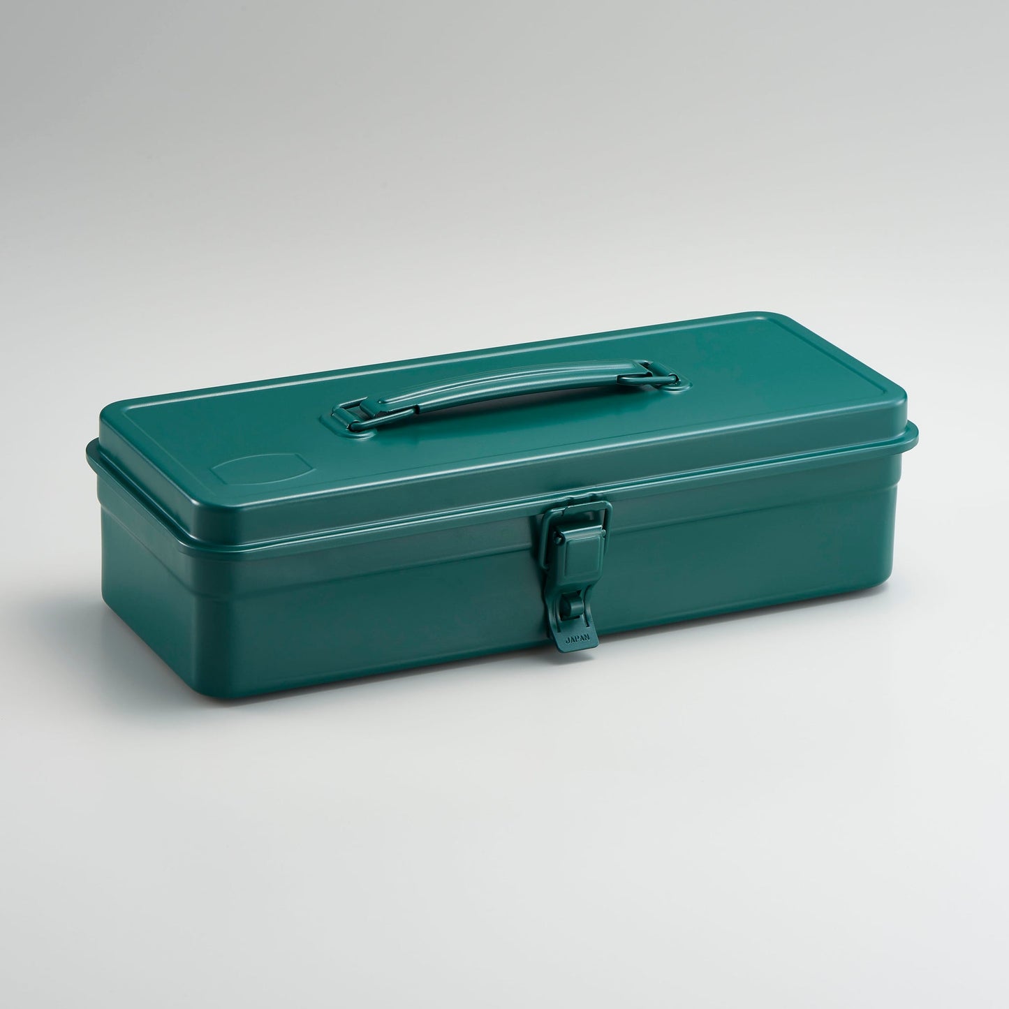 Steel Toolbox w/ Top Handle & Flat Lid - Antique Green