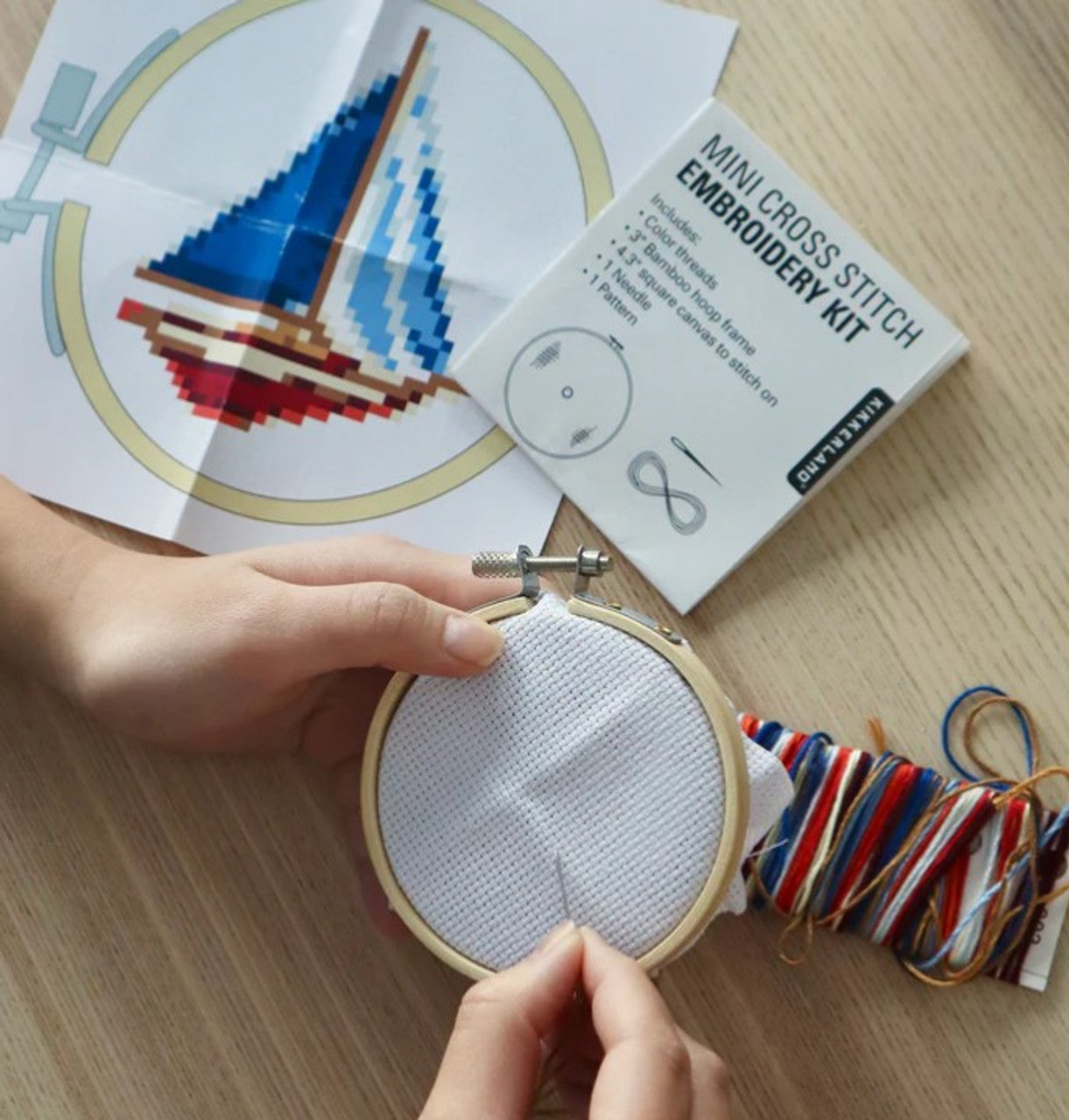 Sailboat Mini Cross Stitch Embroidery Kit