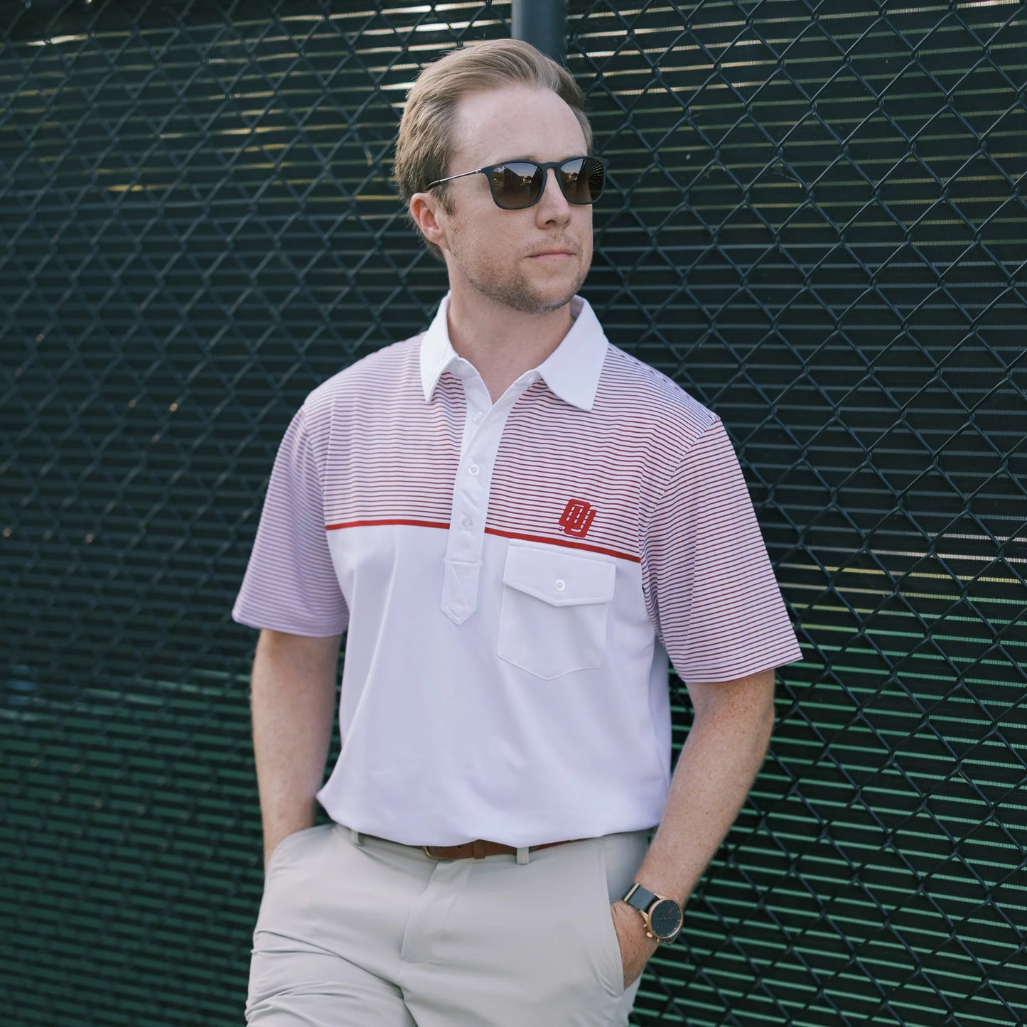 Disco Logo Polo w/ Crimson Striping