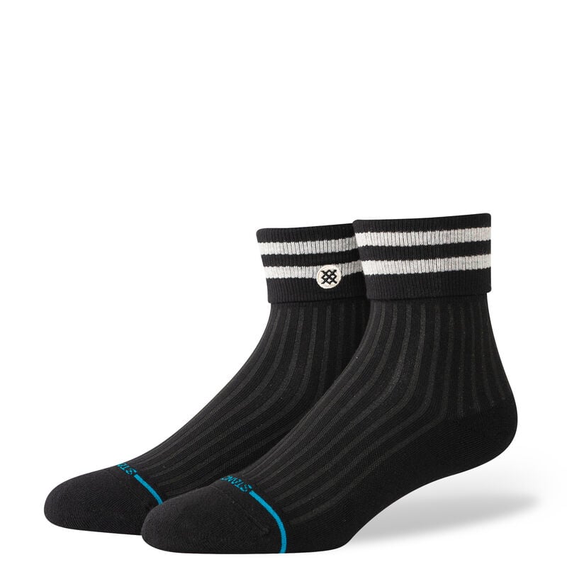 Women's Roll Cuff Quarter Socks - Black - MD