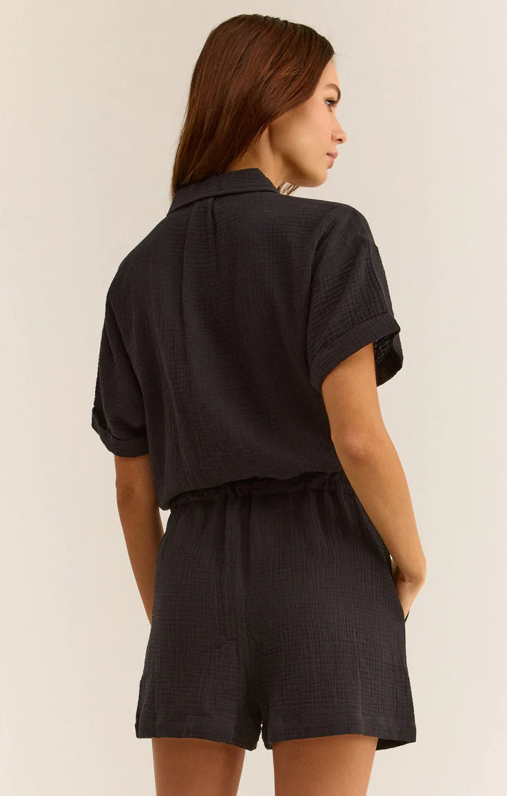 Lookout Gauze Romper - Black