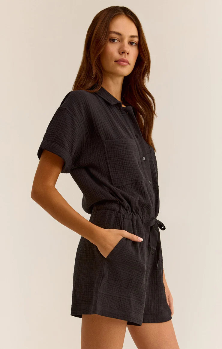 Lookout Gauze Romper - Black