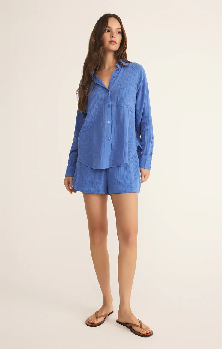 Beacon Airy Gauze Short - Bay Blue