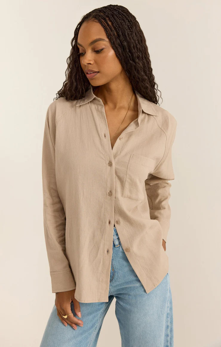 The Perfect Linen Top - Putty