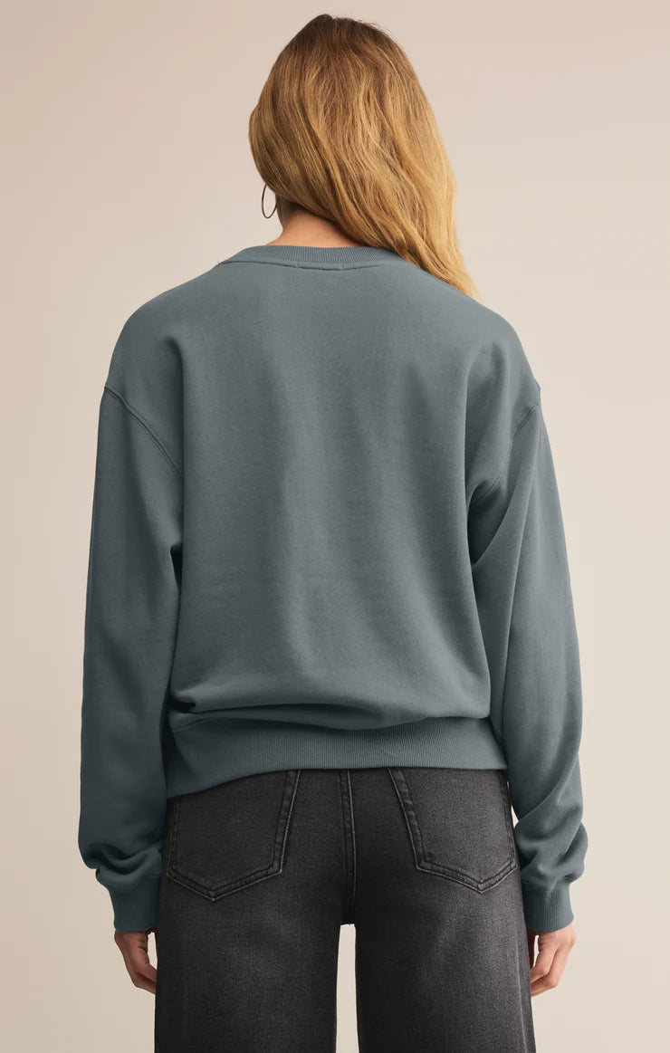 Boyfriend Cotton Sweatshirt - Storm Cloud
