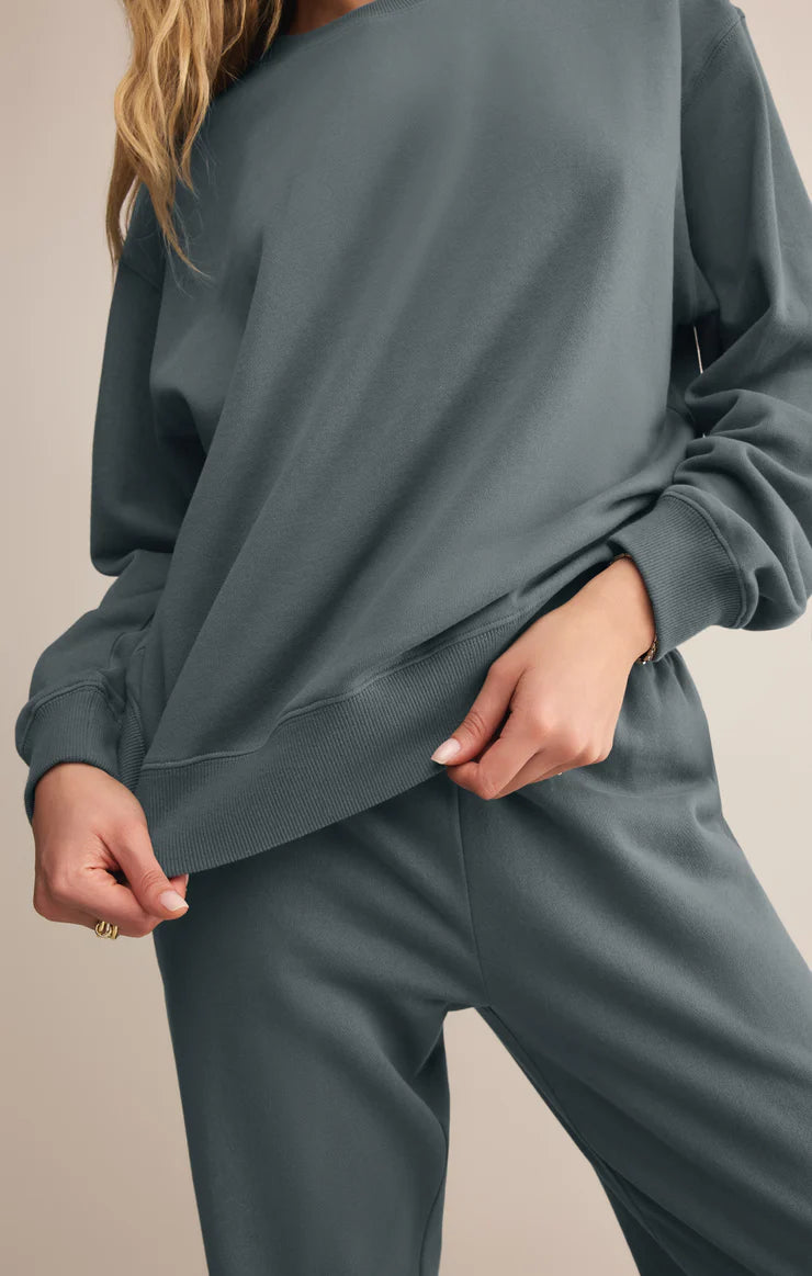 Boyfriend Cotton Sweatshirt - Storm Cloud