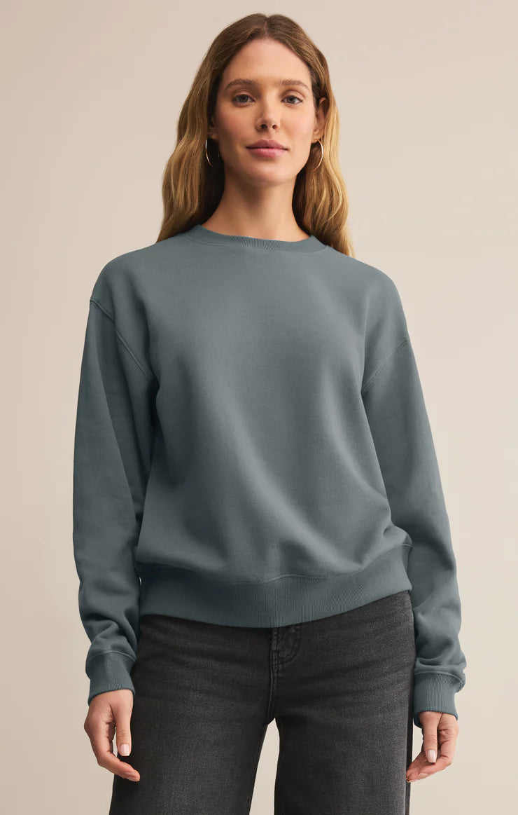 Boyfriend Cotton Sweatshirt - Storm Cloud