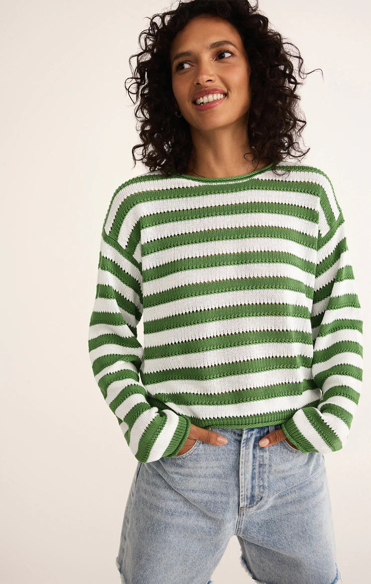Prado Stripe Pointelle Sweater - Lawn