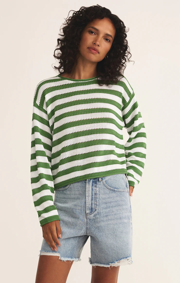 Prado Stripe Pointelle Sweater - Lawn