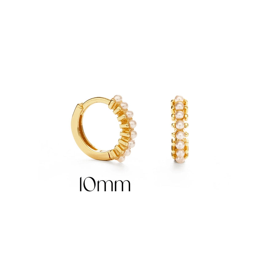 Tiny 10mm Pearl Huggie Hoops