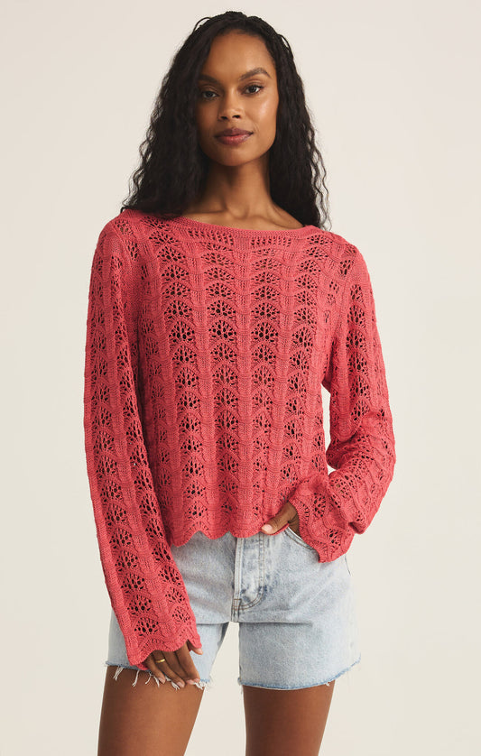 Azura Crochet Sweater - Persimmon