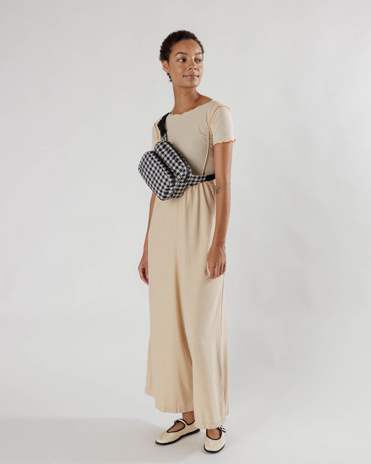 Fanny Pack - Black & White Pixel Gingham