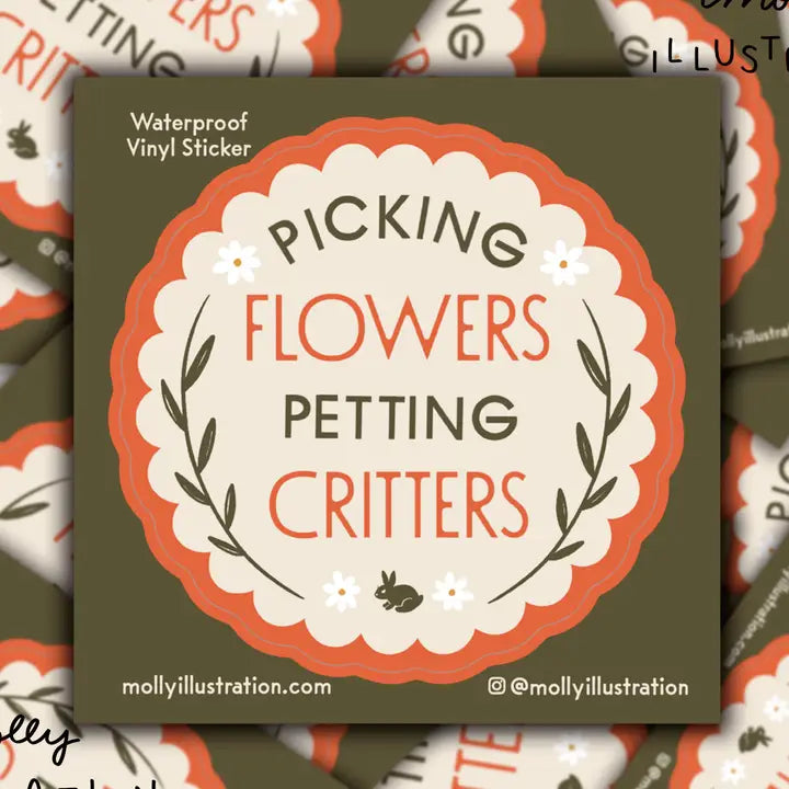 Picking Flowers Petting Critters Sticker