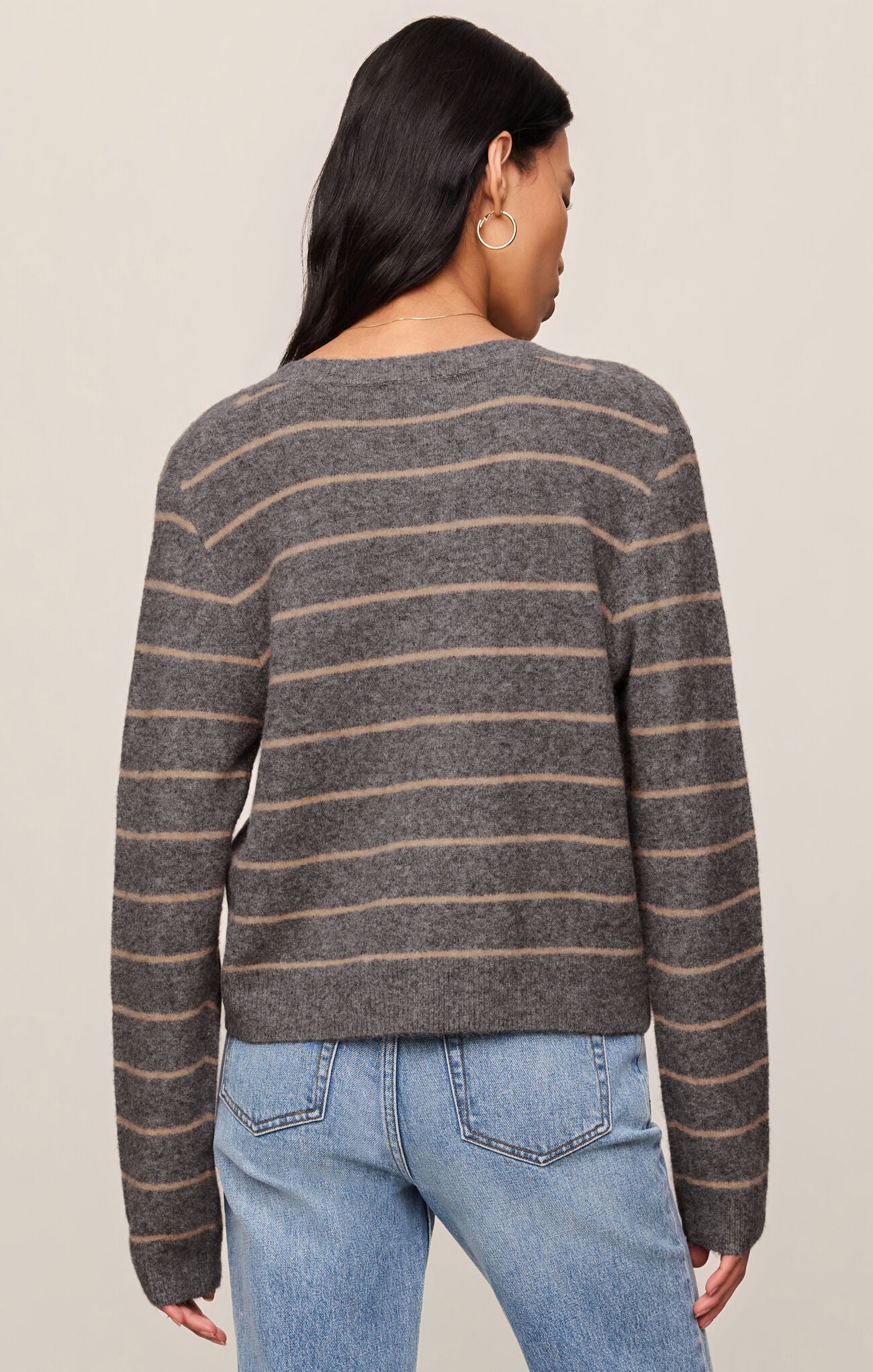 Medina Stripe Cardigan - Charcoal Heather