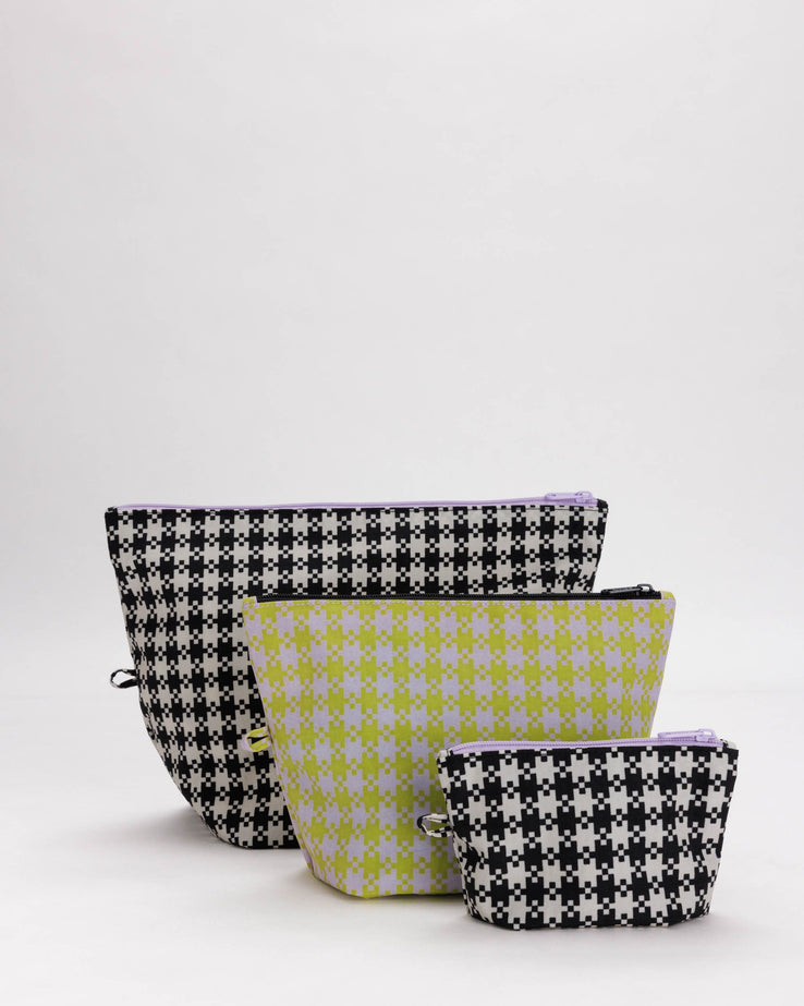 Go Pouch Set - Black Pistachio Pixel Gingham