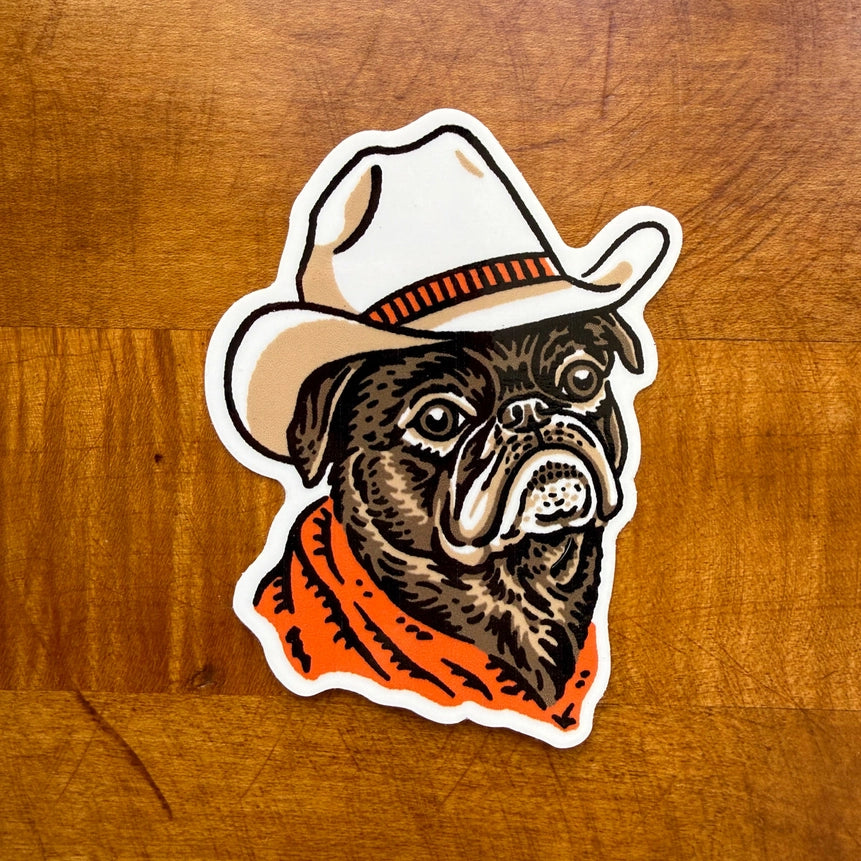 Cowdog - Vinyl Cowboy Dog Sticker 3"
