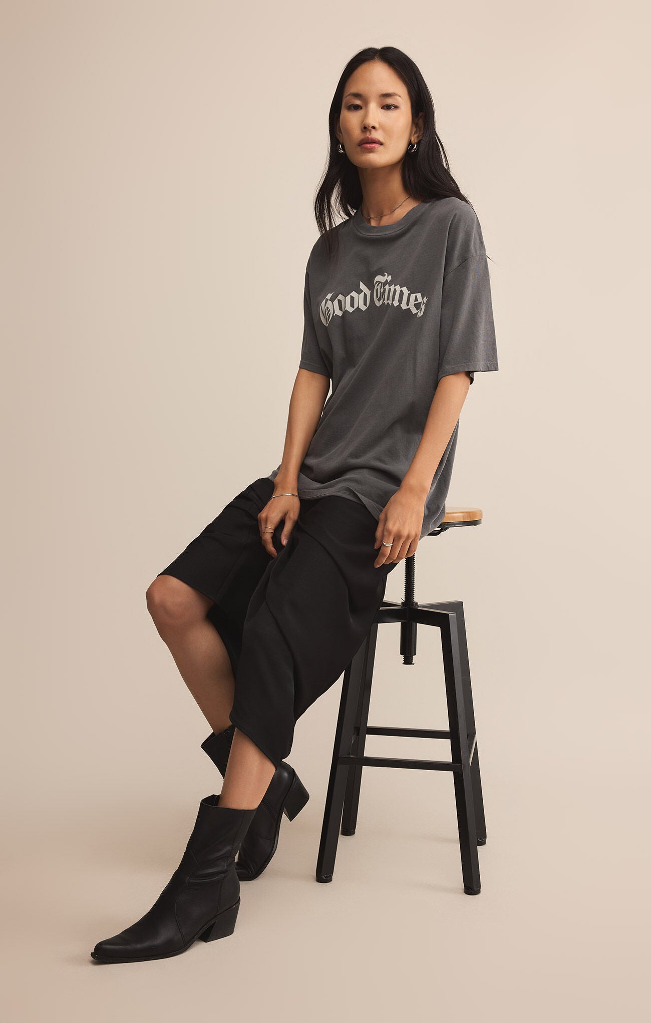 Good Times City Tee - Charcoal Moon