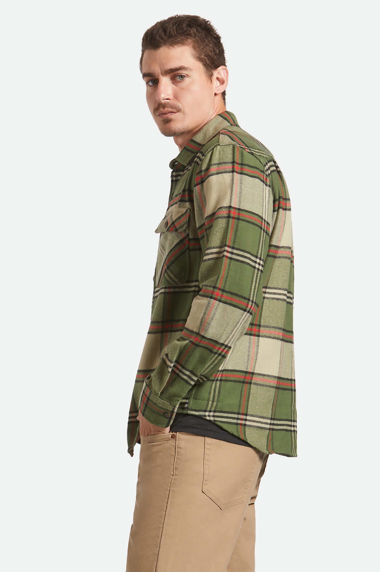 Bowery L/S Flannel - Wild Green/Elm/Adrenaline Rush