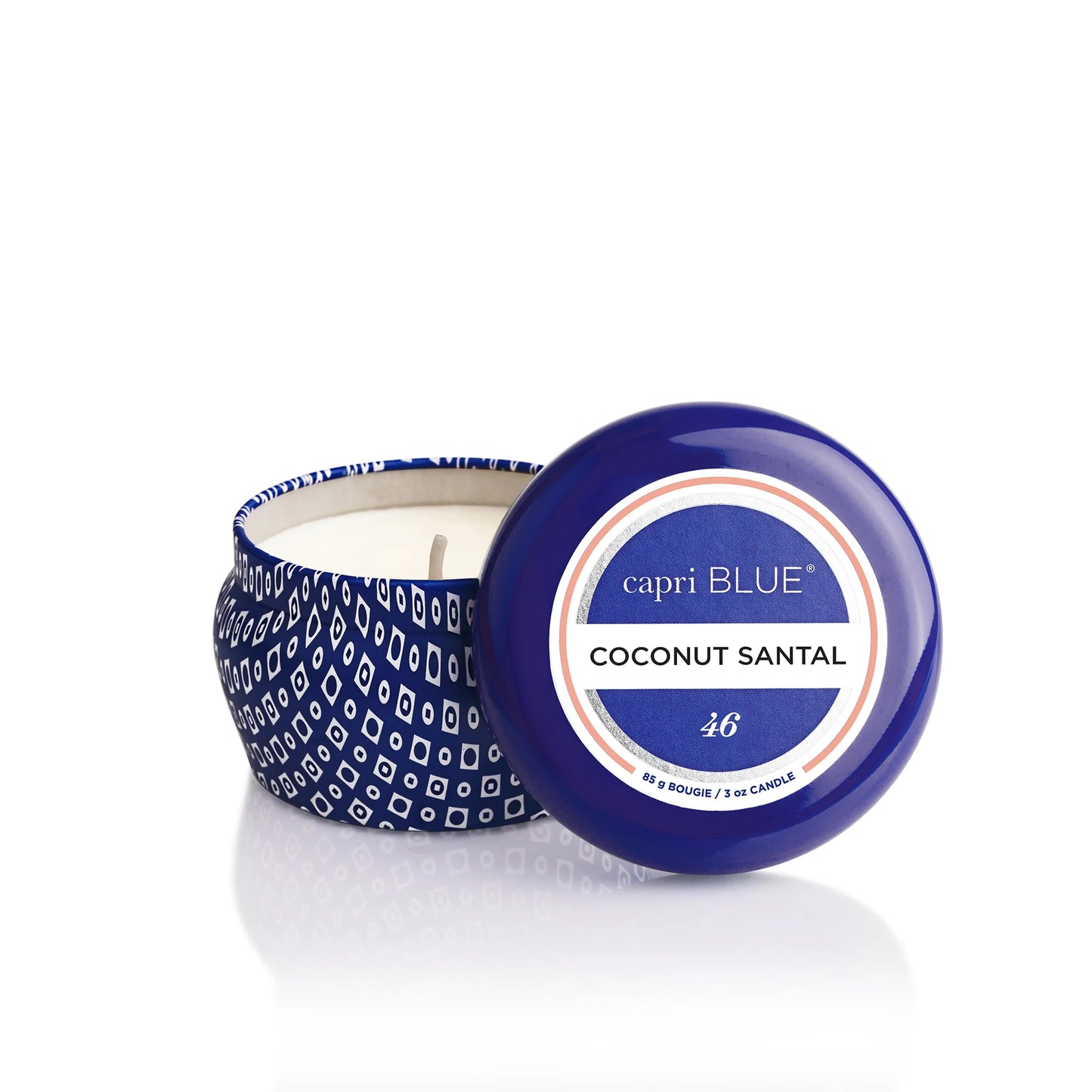 Blue Printed Mini Tin - Coconut Santal