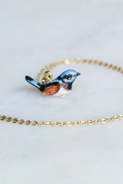 Tiny Blue Jay Necklace